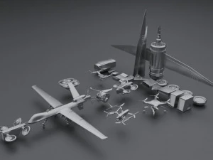 Kitbash Drones 3D Модель