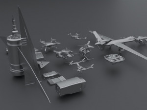 Kitbash Drones 3D Model