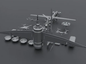Kitbash Drones 3D Model