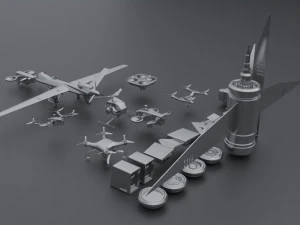Kitbash Drones 3D Model