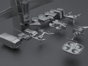 Kitbash Drones 3D Model