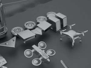 Kitbash Drones 3D Model