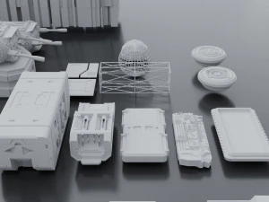 Pacchetto kitbash di fantascienza low poly Modello 3D