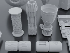 Pacchetto kitbash di fantascienza low poly Modello 3D
