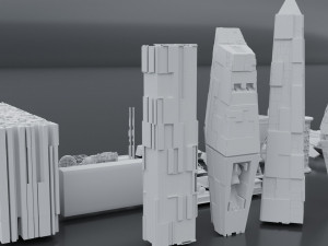 Sci-fi s kitbash pack low poly Modelo 3D