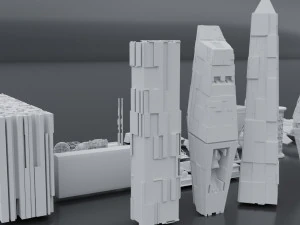 Pacchetto kitbash di fantascienza low poly Modello 3D