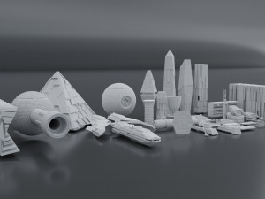 Sci-fi s kitbash pack low poly Modelo 3D