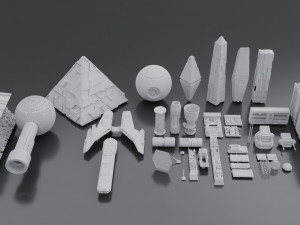 Sci-fi s kitbash pack low poly Modelo 3D