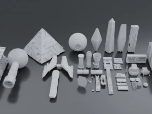 Pacchetto kitbash di fantascienza low poly Modello 3D