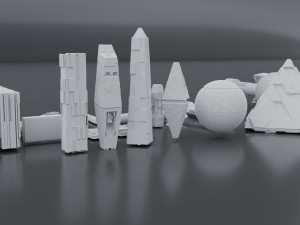 Sci-fi s kitbash pack low poly Modelo 3D