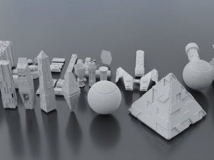Sci-fi s kitbash pack low poly Modelo 3D