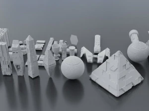 Pacchetto kitbash di fantascienza low poly Modello 3D