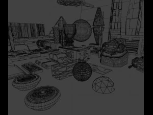 Pacchetto kitbash di fantascienza low poly Modello 3D