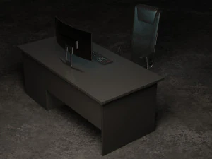 Set desk and computer 3D Model