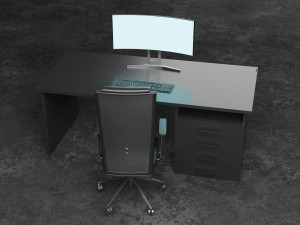 Set desk and computer 3D Model