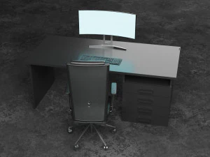 Set desk and computer 3D Model