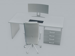 Set desk and computer 3D Model