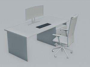 Set desk and computer 3D Model
