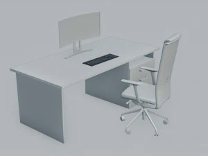 Set desk and computer 3D Model