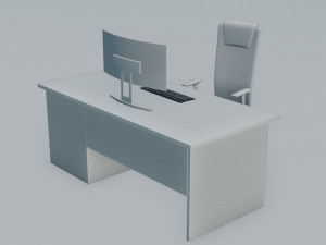 Set desk and computer 3D Model