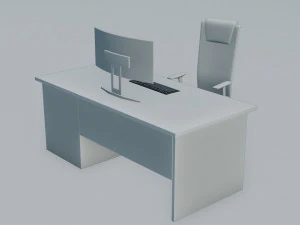 Set desk and computer 3D Model