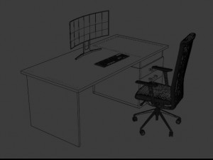 Set desk and computer 3D Model