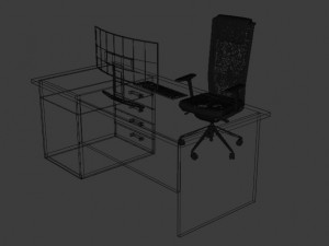 Set desk and computer 3D Model