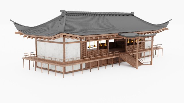JAPAN TRADITIONAL BUILDING Low-poly 3D Model .c4d .max .obj .3ds .fbx .stl .blend 