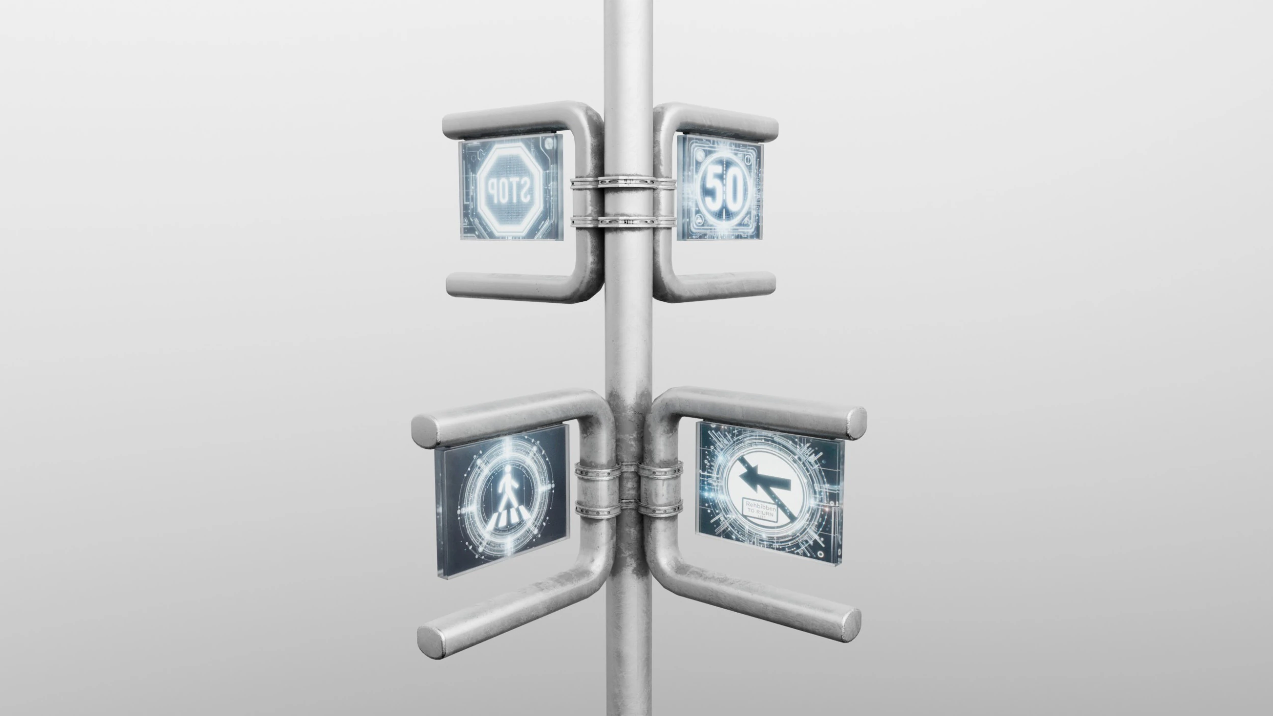 Sci-fi traffic sign 3D Model .c4d .max .obj .3ds .fbx .stl .blend 