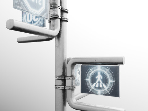 Sci-fi traffic sign Modelo 3D