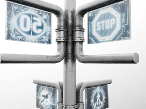Sci-fi traffic sign 3D Model