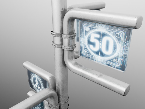 Sci-fi traffic sign Modelo 3D