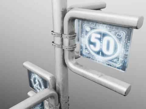 Sci-fi traffic sign 3D Model