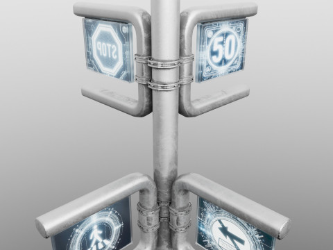 Sci-fi traffic sign Modelo 3D