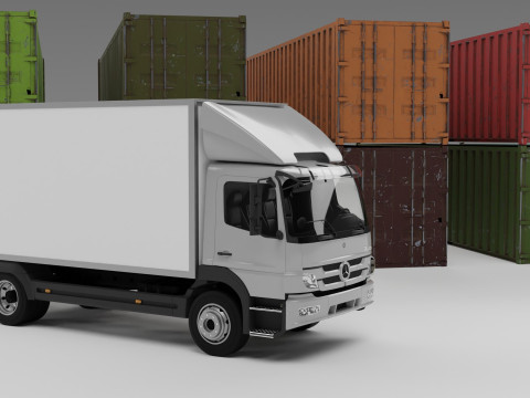 Truck and containers 3D Model