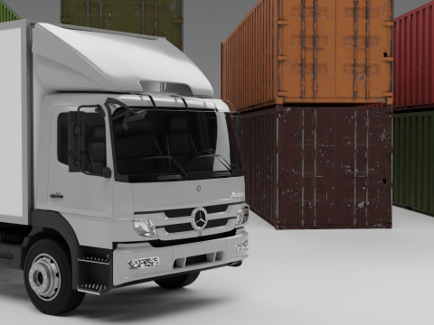 Truck and containers 3D Model