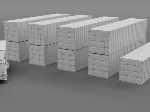 Truck and containers 3D Model