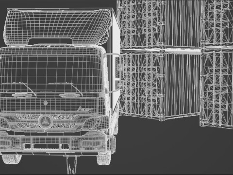 Truck and containers 3D Model