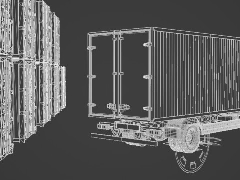Truck and containers 3D Model