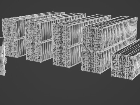 Truck and containers 3D Model