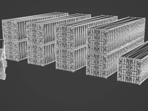 Truck and containers 3D Model