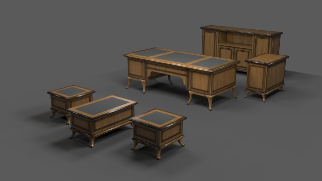 office desk rof-1 by remake office furnitures 3D Модель .c4d .max .obj .3ds .fbx .stl .blend