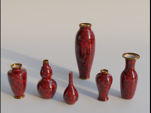 red chinese vases 3D Модель