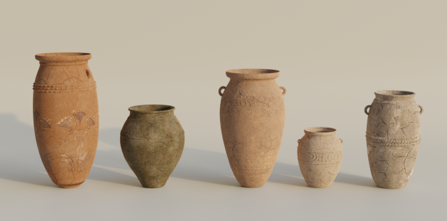 ancient amphorae 3D 模型 .c4d .max .obj .3ds .fbx .stl .blend 