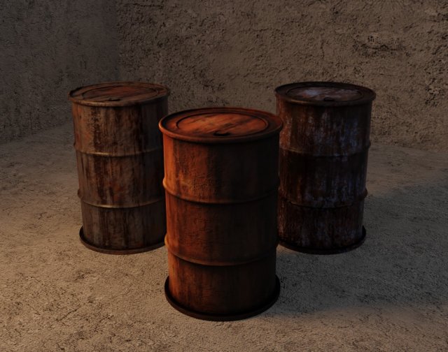 rusty barrels Modelo 3D .c4d .max .obj .3ds .fbx .stl .blend 
