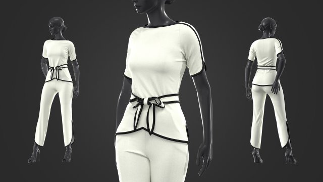 women blouse and pants set 3D Модель .c4d .max .obj .3ds .fbx .stl .blend 