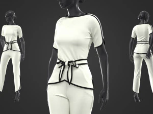 dames blouse en broek set 3D Model