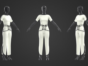 women blouse and pants set 3D Модель