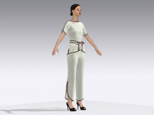 women blouse and pants set 3D Модель