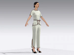 women blouse and pants set 3D Model